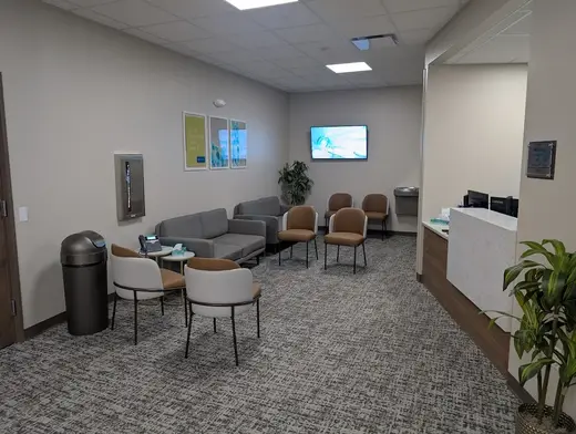 Welcoming waiting area with modern seating at UnityPoint Health – Eyerly Ball – detox center in Iowa.